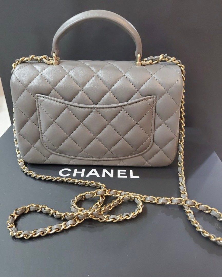 Chanel Mini Flap Dark Grey w LGHW - 22A, Luxury, Bags & Wallets on