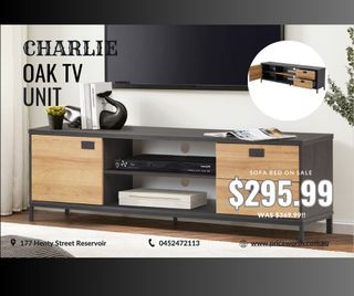 Charlie Oak TV unit for Sale!!! $75 lower than before