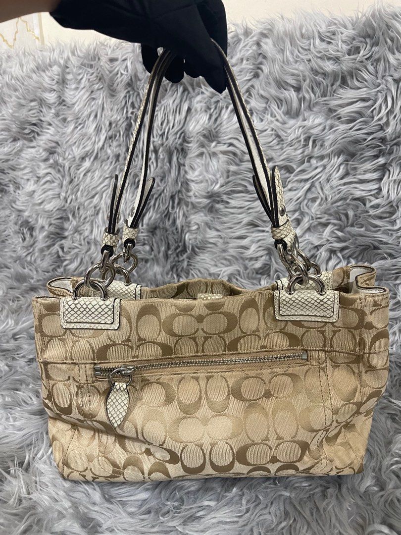 COACH Idol Bag In Signature Canvas With Snakeskin Detail