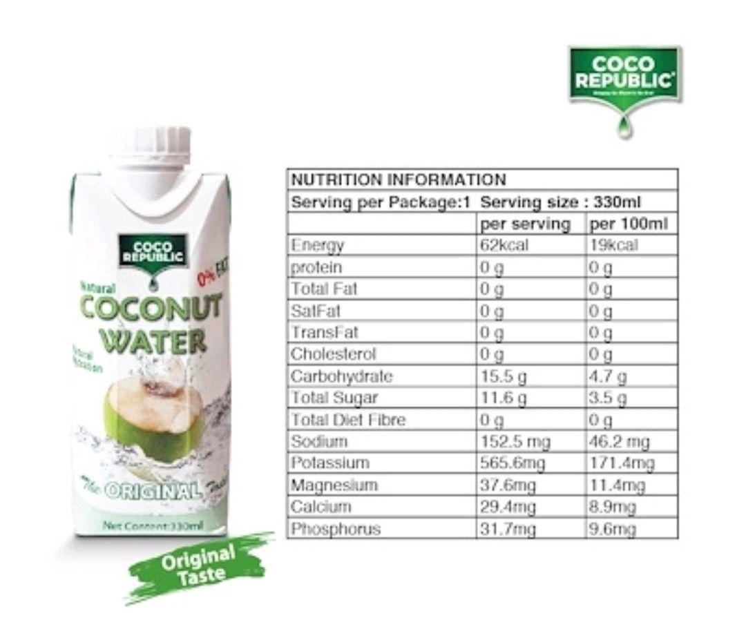 Coco Republic Coconut Water 24 x 330ml / Expire Sep 2024, Food & Drinks, Packaged & Instant Food
