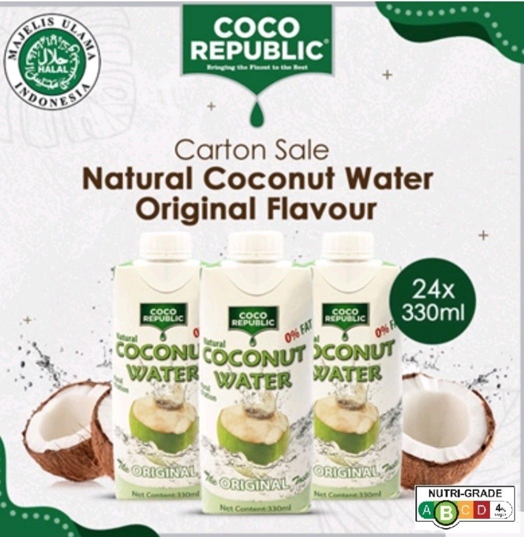 Coco Republic Coconut Water 24 x 330ml / Expire Sep 2024, Food & Drinks
