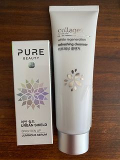 Collagen White Regeneration Refreshing Cleanser & Pure Beauty Urban Shield Luminous Serum