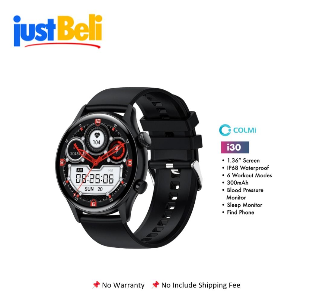 Colmi i30 1.36inch Smart Watch IP68 Waterproof Black Mobile
