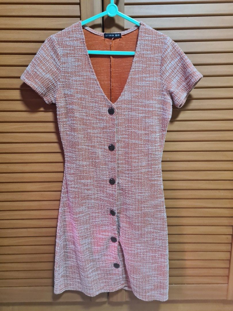 Cotton On Marlow Button Through Tweed Mini Dress