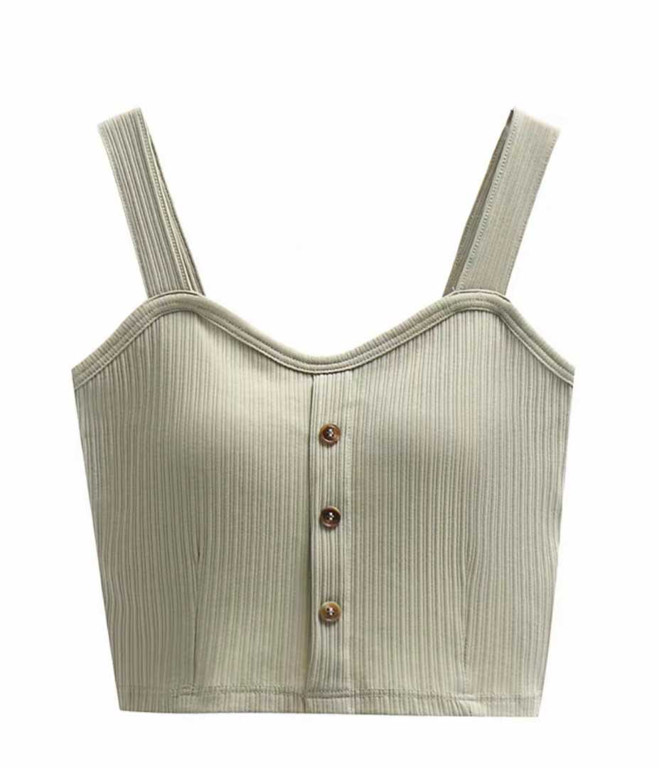 Crop Top with built in bra, Women's Fashion, Tops, Sleeveless on Carousell