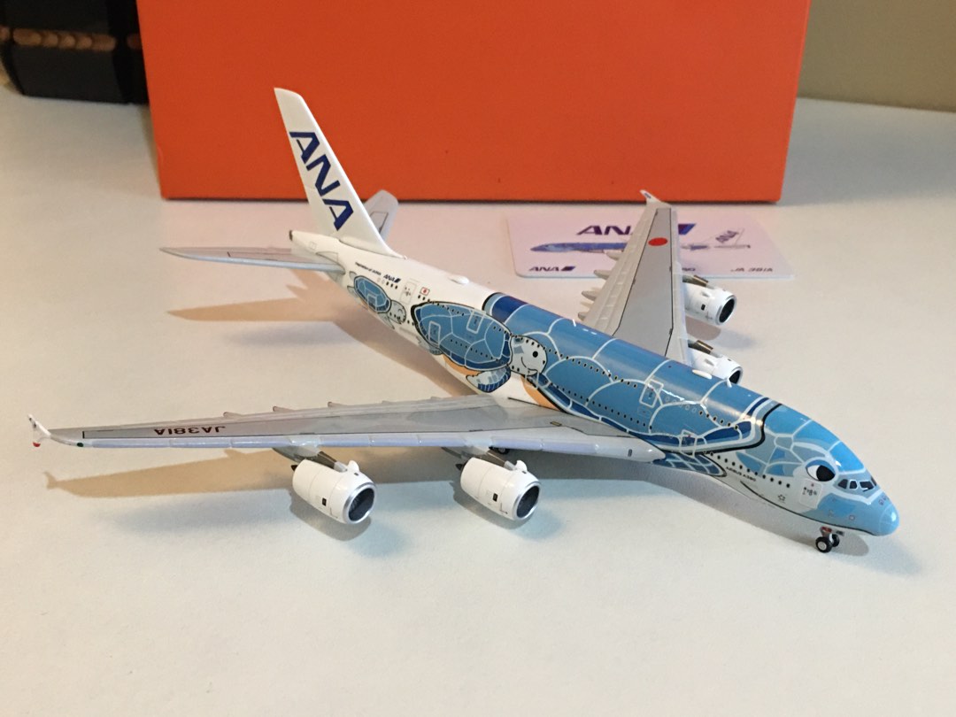 Diecast Pesawat 1:400 JC Wings Airbus A380 ANA JA381A, Toys