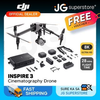 DJI Inspire 3 8K UHD Full Frame Professional Cinematography Aircraft Drone & Zenmuse X9-8K Air Gimbal, Night Vision FPV Camera, Omnidirectional Sensors, PRO Precision Flight System, 28 Mins Max Flight Time, O3 Video and PRO Ecosystem | JG Superstore