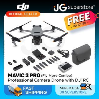 DJI Mavic 3 5.1K UHD Pro Drone Fly More Combo - DJI RC Remote with 3-Axis Gimbal and Triple Camera System, 43 Minutes Max Flight Time, O3+ 15km Max HD Video Transmission Range, Obstacle Sensing and Advanced RTH for Videography | JG Superstore