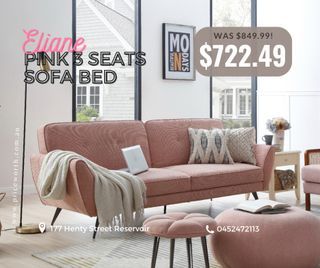 Eliane Pink 3 Seats Sofa Bed