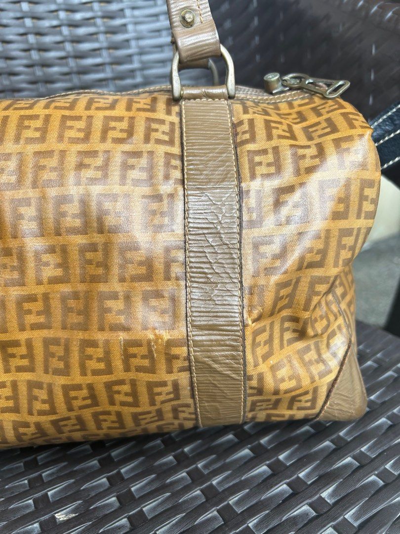 FENDI Boston bag Pekan PVC/leather Brown khaki Women Used – JP