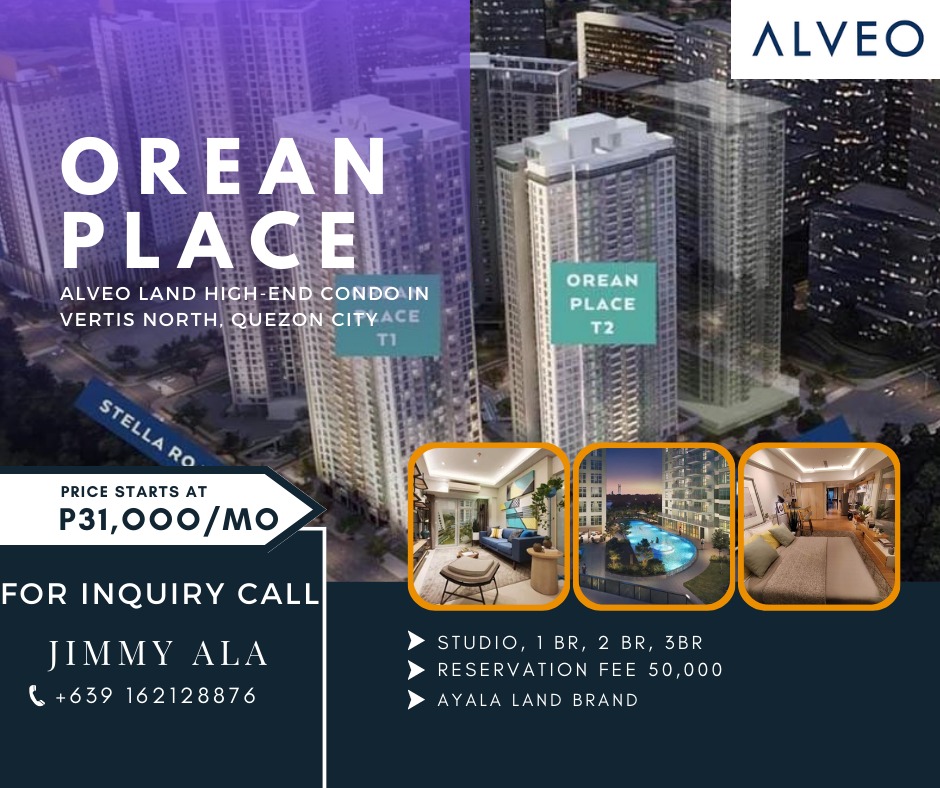 Ayala Condo For Sale in Quezon City OREAN PLACE Vertis North near