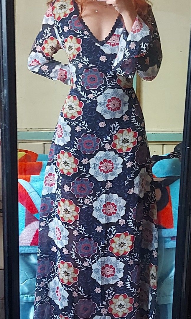 Forever 21 floral chiffon boho maxi dress