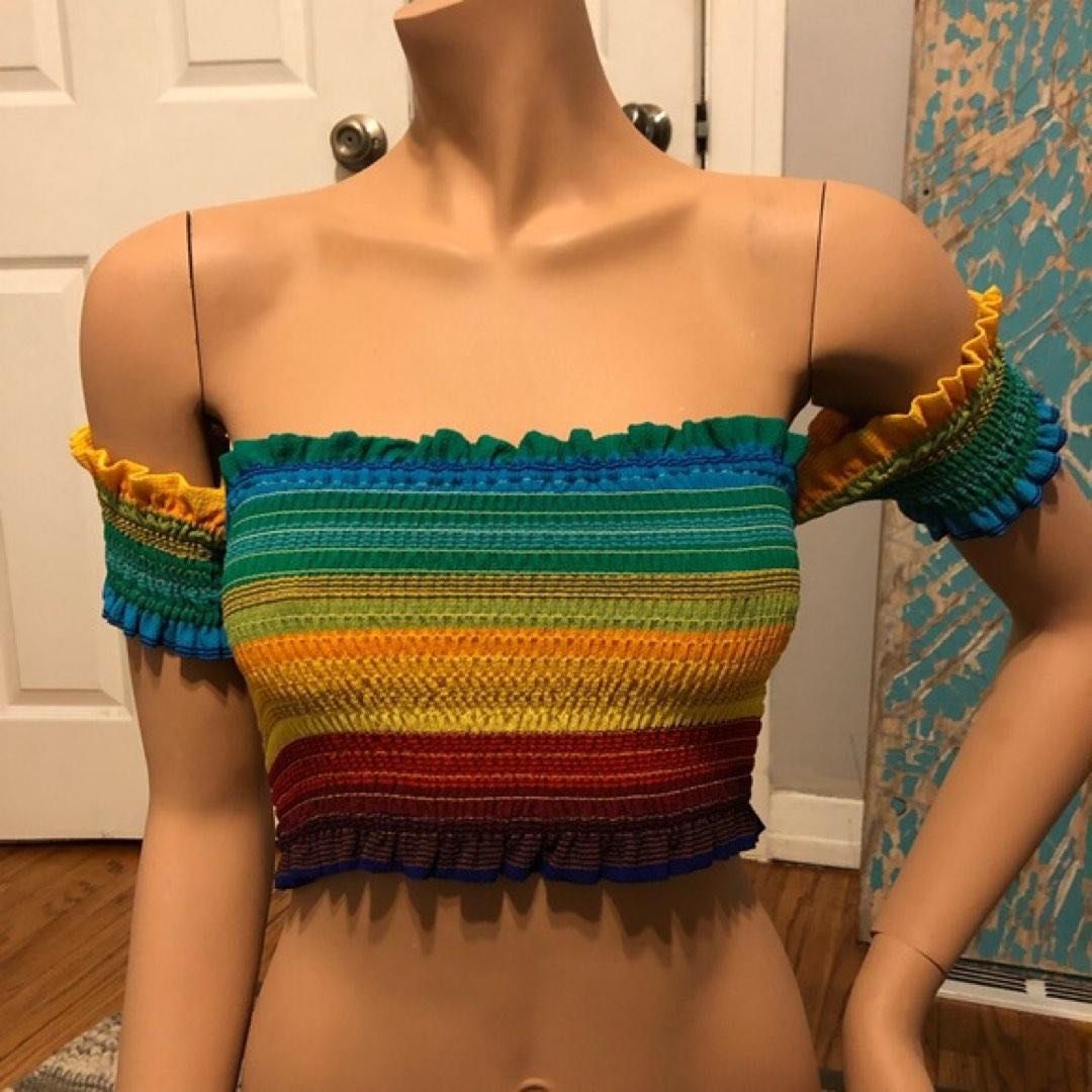 Rainbow crop top forever 21 hot sale