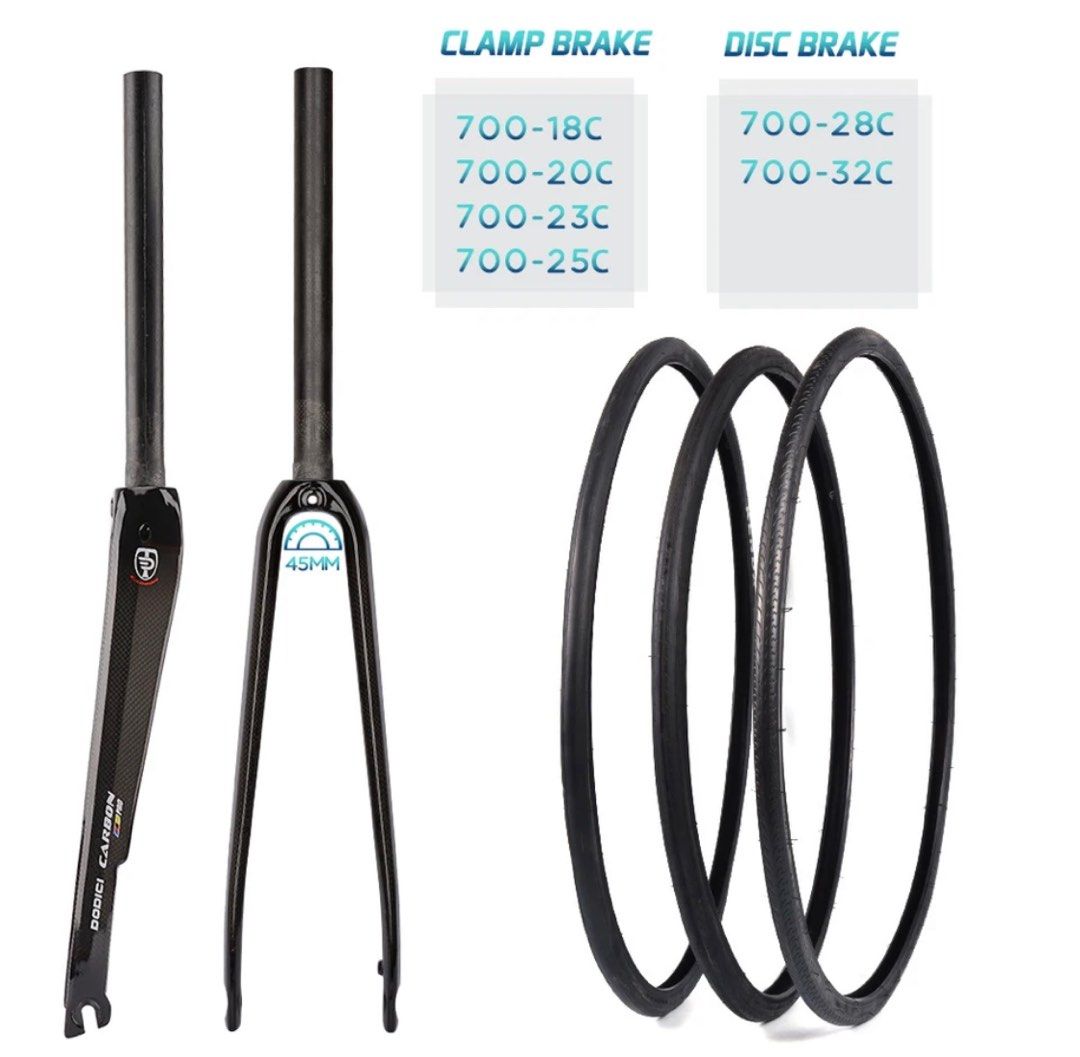 Fork Carbon DODICI Carbon Fiber Fork C Shape Brake 700C Road Bike