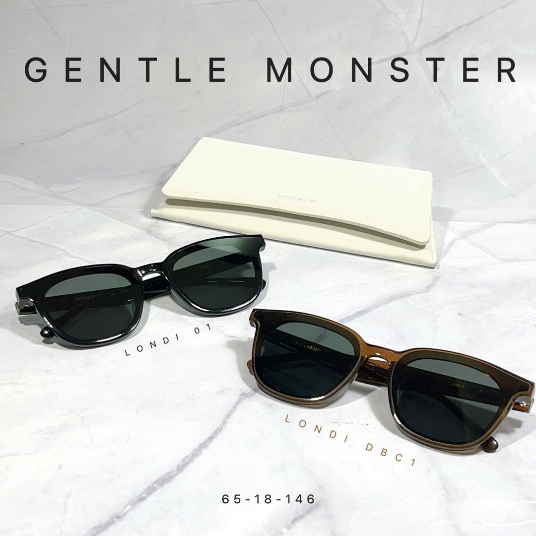Gentle Monster Sunglasses | Londi 01 & Londi DBC1 | Size 65 |Square Black  Frame Black Lenses