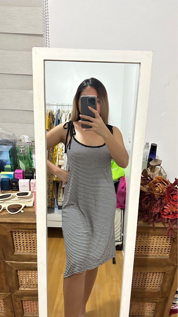 GEORGE Self tie Dress Shala talaga mga stripes M semi L frame