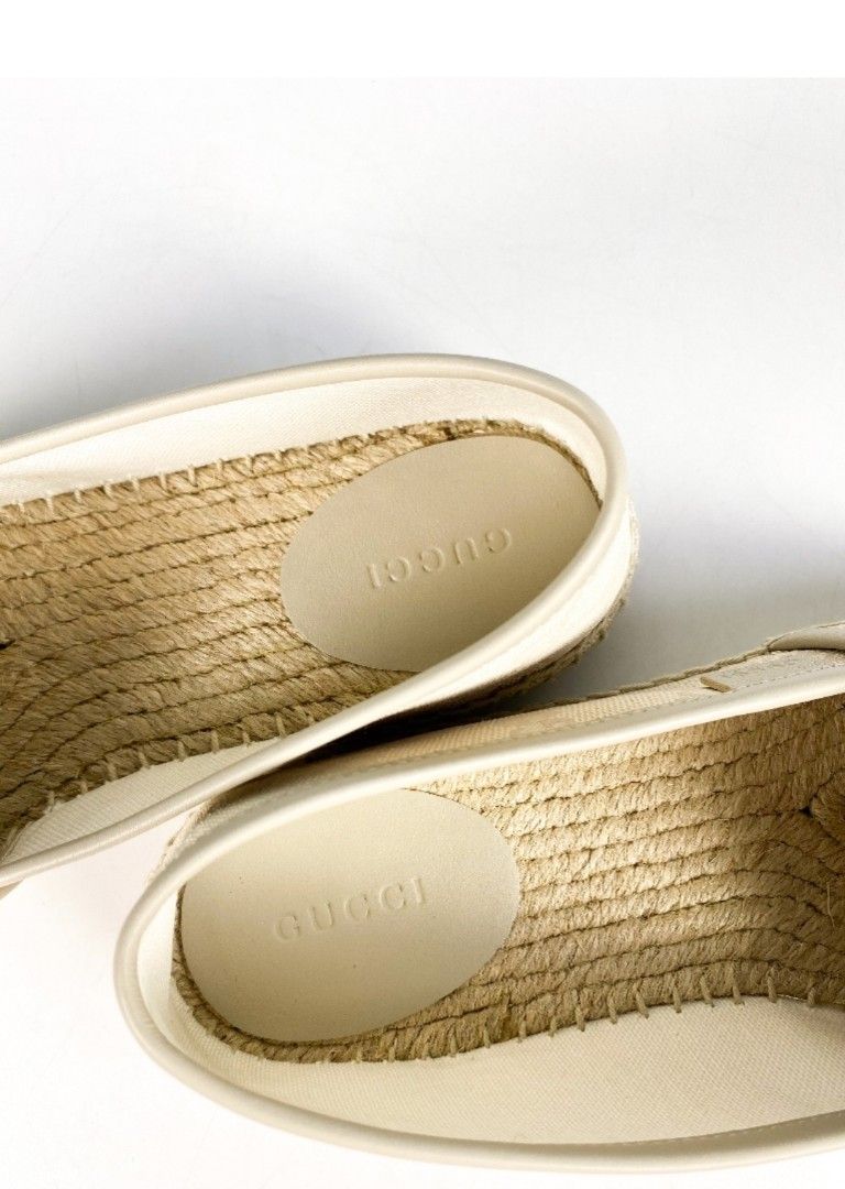 Gucci GG Monogram Beige Canvas Espadrilles (Size 38.5 EU, 25cm)