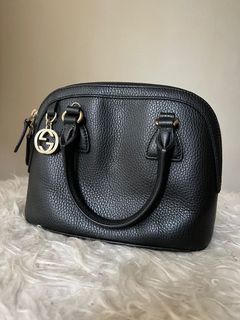 Gucci Dome Signature Leather Handbag in Black