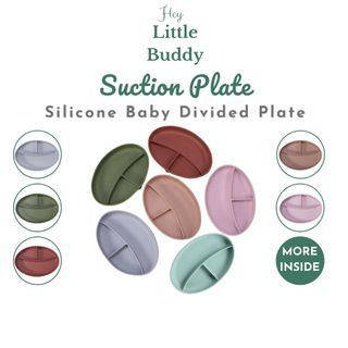 Hey Little Buddy Silicone Suction Plate Baby Led Weaning Eating Feeding Kid Anti Slip Pinggan Lekat Bayi Table Tray Meja