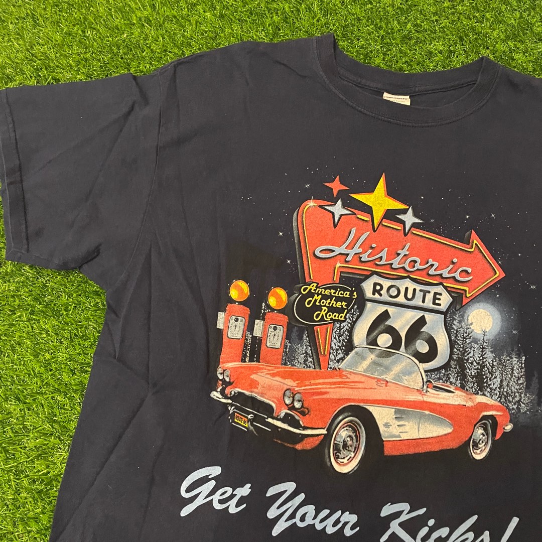 T-shirt Homme Route 66 Vintage - Lettrage 3D - Taille Grande - Neuf Avec étiquettes - Fabriqué Au UK