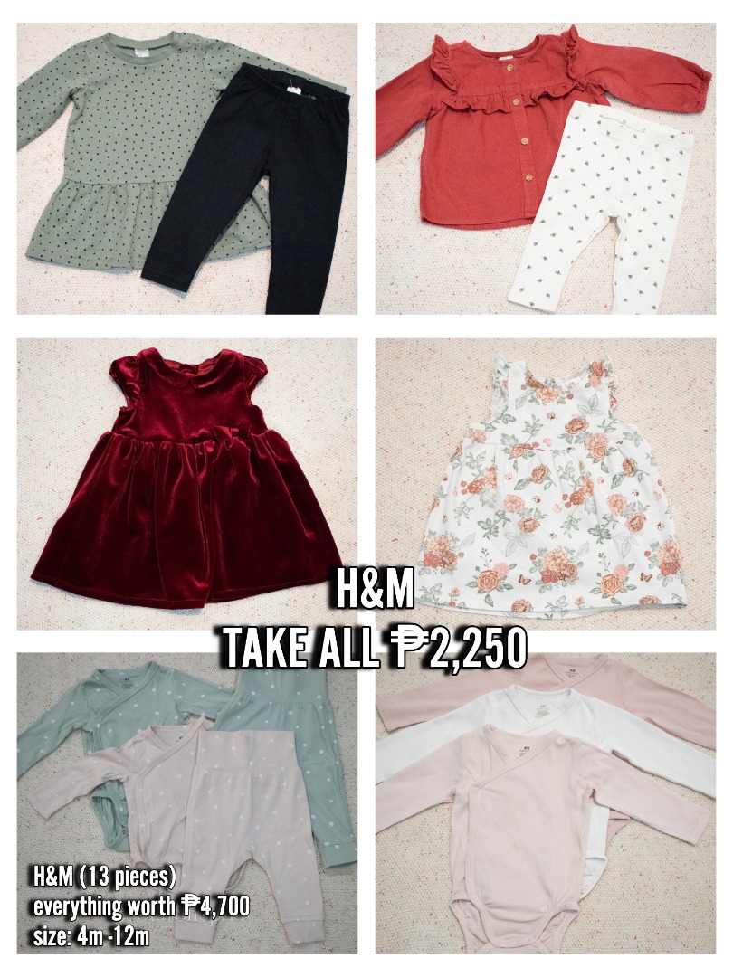 H&M 13 pieces TAKE ALL dress onesies sets, Babies & Kids, Babies & Kids