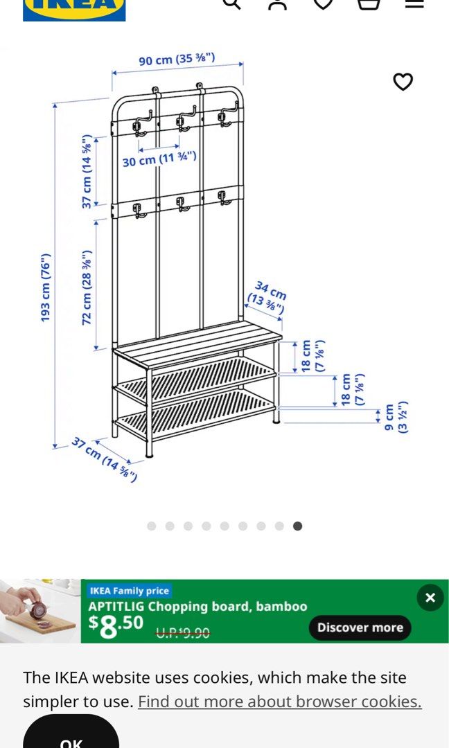 PINNIG Coat rack with shoe storage bench, black - IKEA