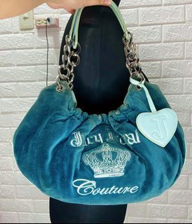 Vintage Y2K early 2000s baguette bag Juicy Couture velour green mini purse