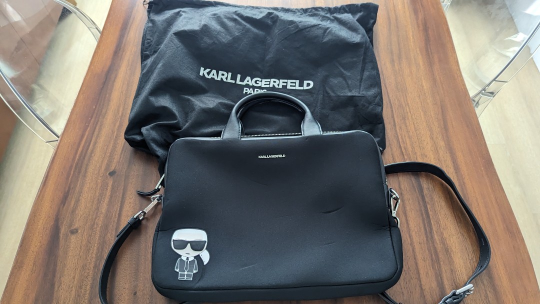 KARL LAGERFELD Laptop Sleeve - Saffiano Ikonik Karl, 16" Black