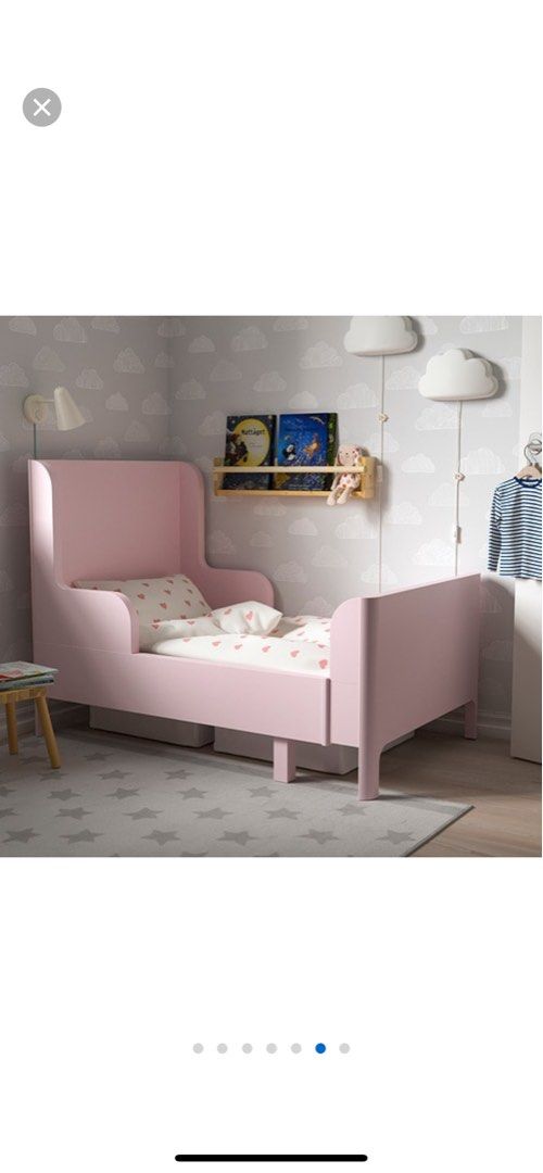 Kids bed frame BUSUNGE Extendable bed Light pink 80 200 Babies