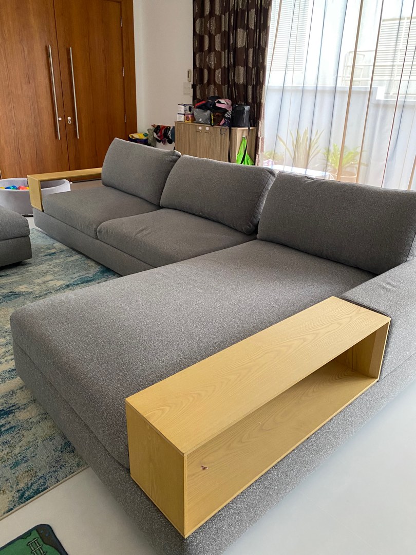 King Living Jasper couch with storage and ottoman, Furniture & Home Living, Furniture, Sofas