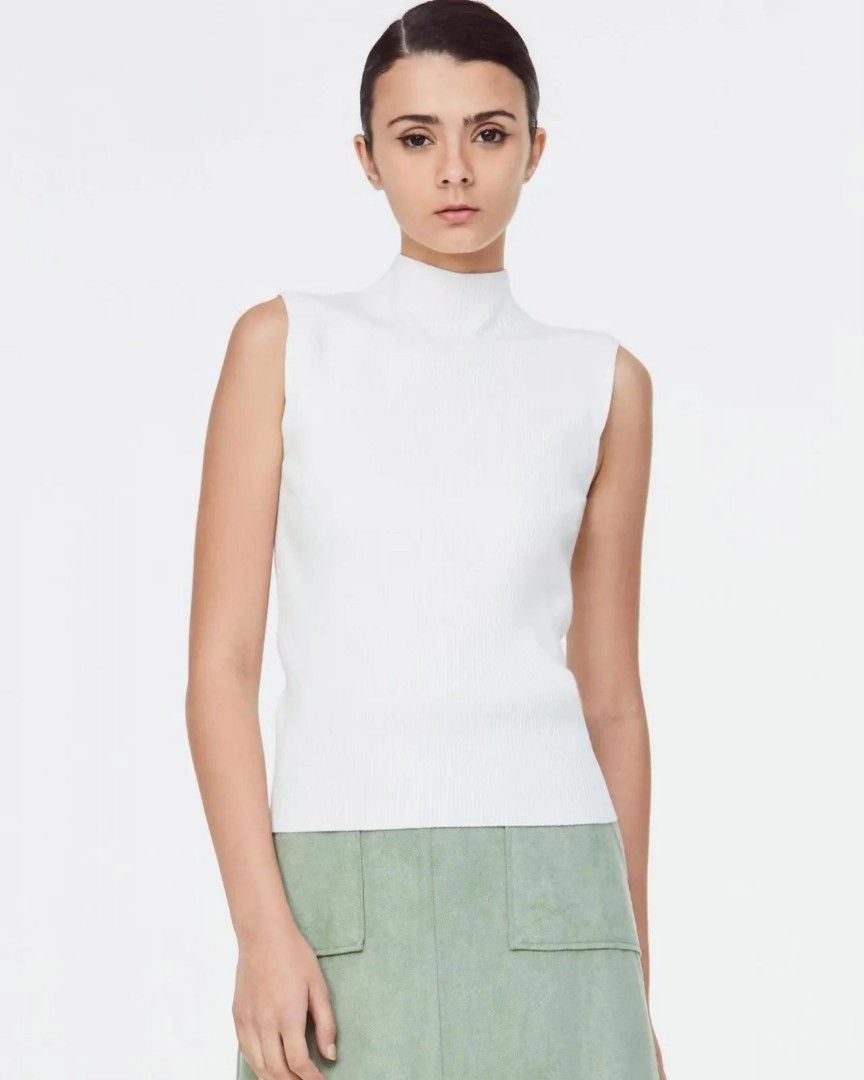 White high neck knit sale