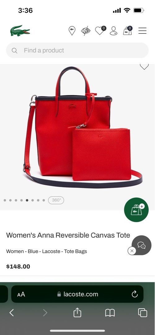 Lacoste Women's Anna Reversible Coated Canvas Tote Bag, Women's Fashion,  Bags & Wallets, Cross-body Bags on Carousell