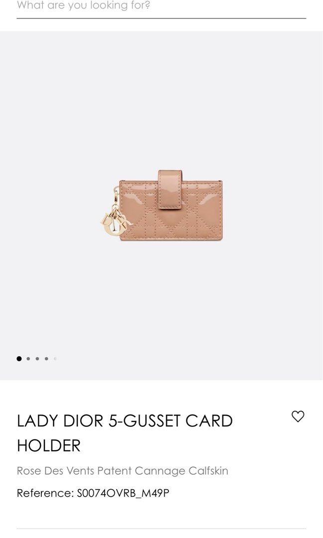 Lady Dior 5-Gusset Card Holder Rose Des Vents Patent Cannage Calfskin