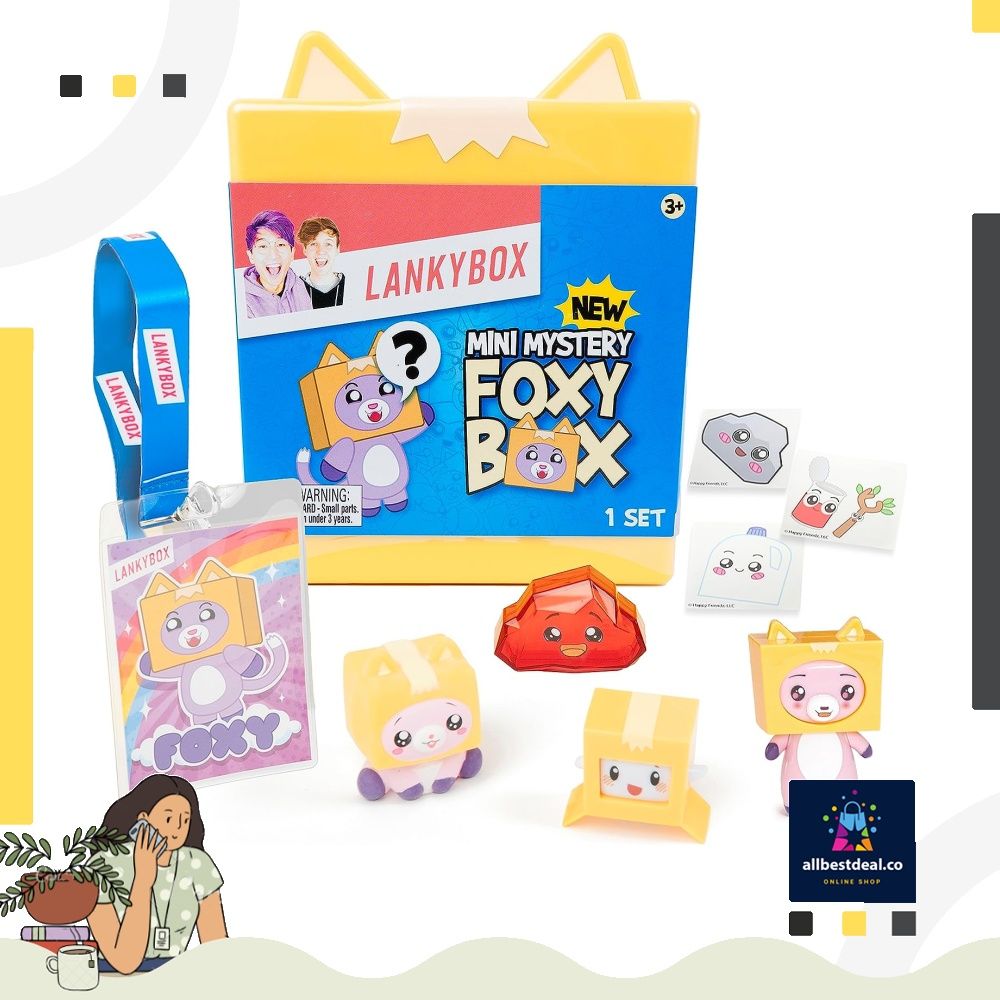  LankyBox Mini Foxy Mystery Box Foxy Mystery Box with 9 Exciting  Toys to Discover Inside, Officially Licensed LankyBox Merch : Toys & Games