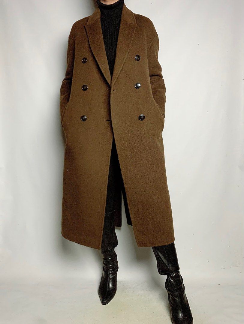 (SOLD) Last item! Double breasted wool coat, Oversized wool coat,  Lightweight coat, Travel coat, Unisex wool coat, NO INNER LINING (Fits M  Men, M-L