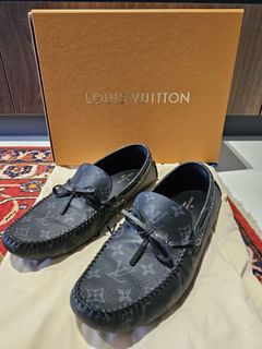 LOUIS VUITTON SHOES S-LOCK DRIVING LOAFERS 35.5 WHITE LEATHER