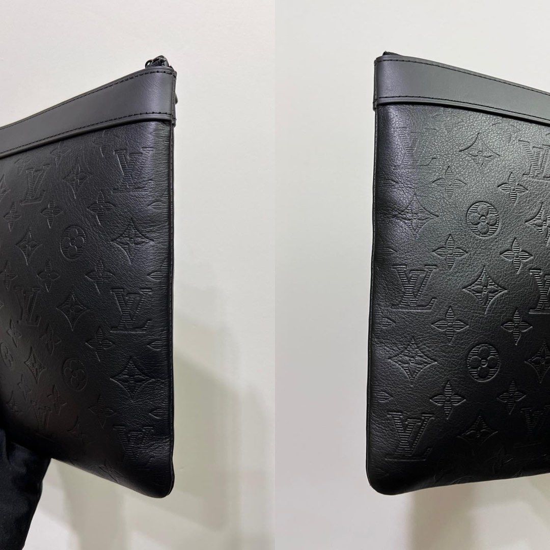 LOUIS VUITTON Calfskin Monogram Shadow Discovery Pochette Black 1289609