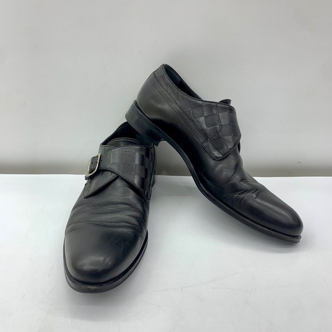 Louis Vuitton Mens Oxford Shoes Black Leather Round Toe Lace Up