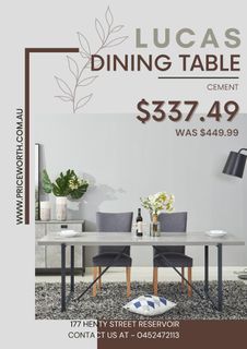 LUCAS 1800 DINING TABLE CEMENT