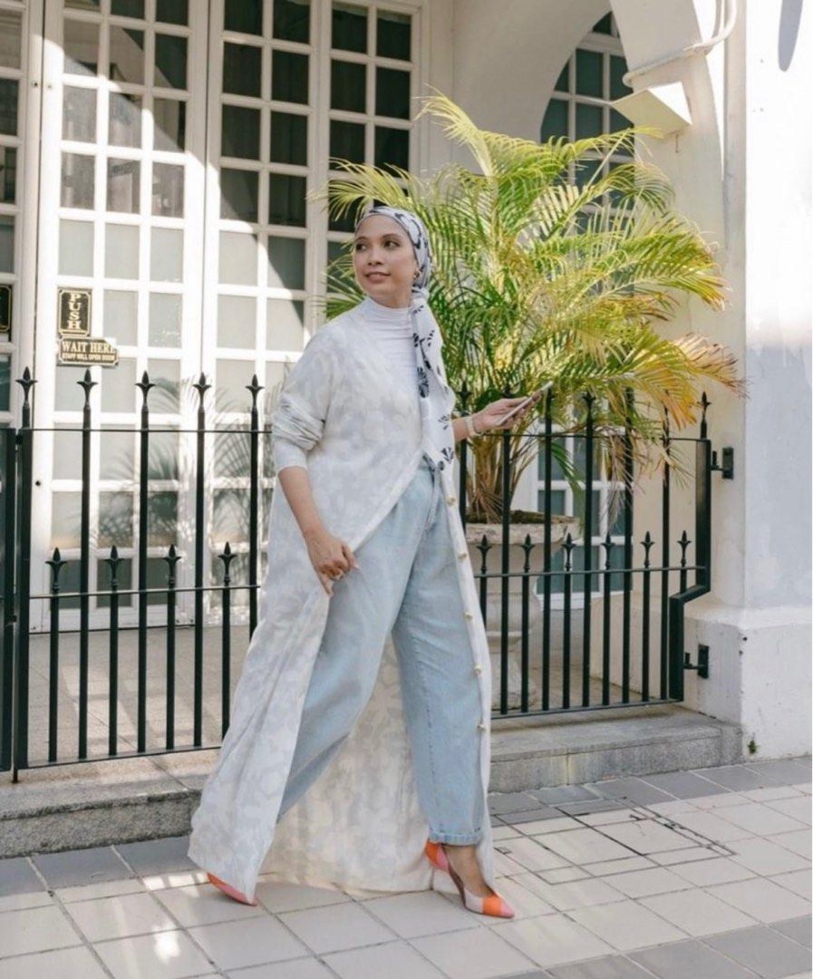 MIMPIKITA daffodil long cardigan in blue, Women's Fashion