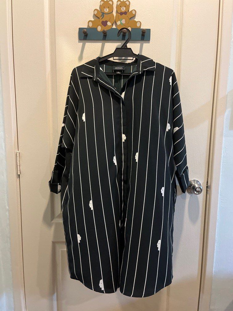monki striped shirt dress Monki short sleve midi shirt dress in blue stripe