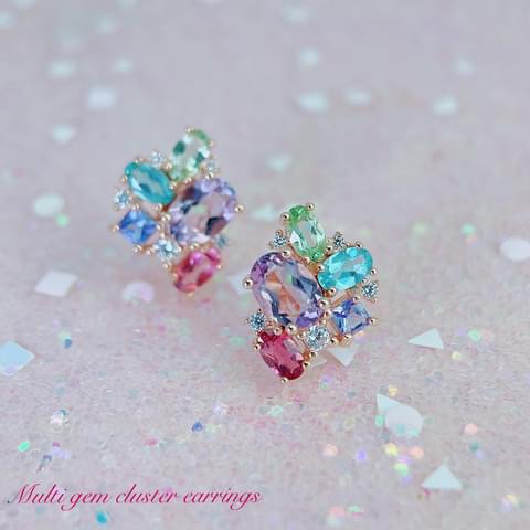 Gem cluster top earrings