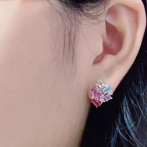 Multi gems cluster earrings