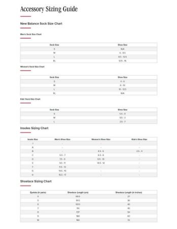 New balance unisex sock size chart sales