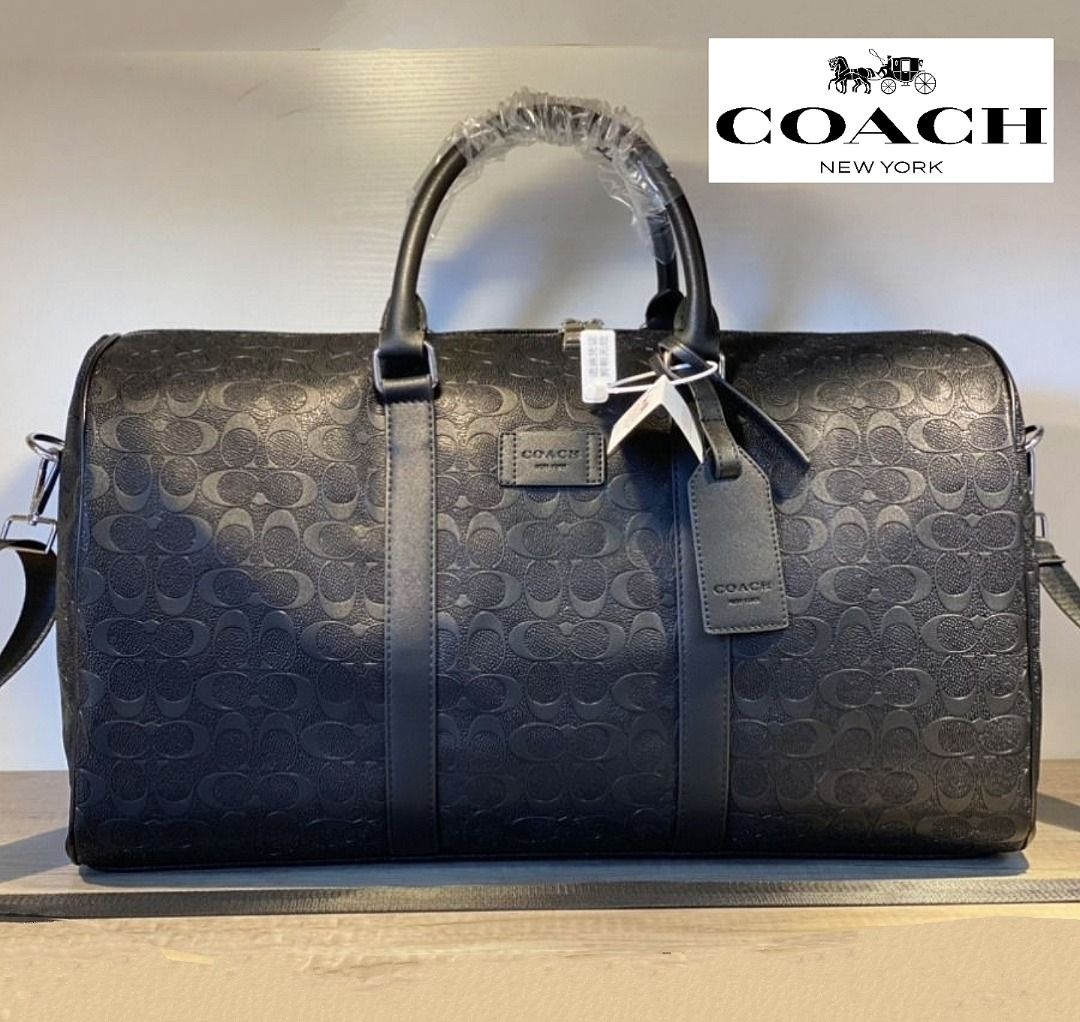 New Coach Original Classic Embossed Black Signature Collection Venturer Bag In Signature Canvas Crossbody Top Handle Travel Bag For Men Come With
