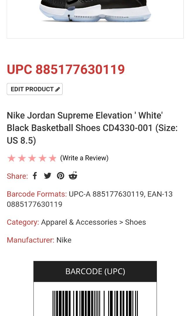 Jordan Supreme Elevation White Black