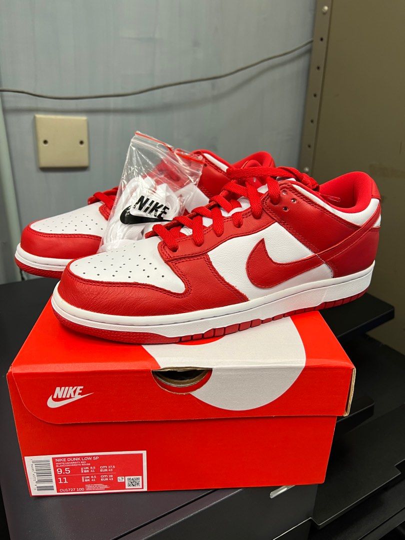 NIKE DUNK White and University Red 27.5-
