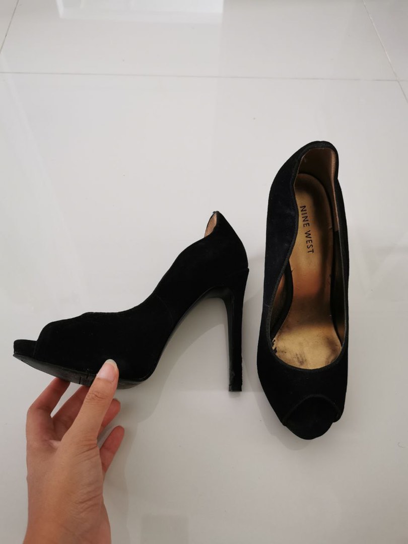 Nine West Peep Toe Heels Suede Textile Upper 7.5M 245 Women s