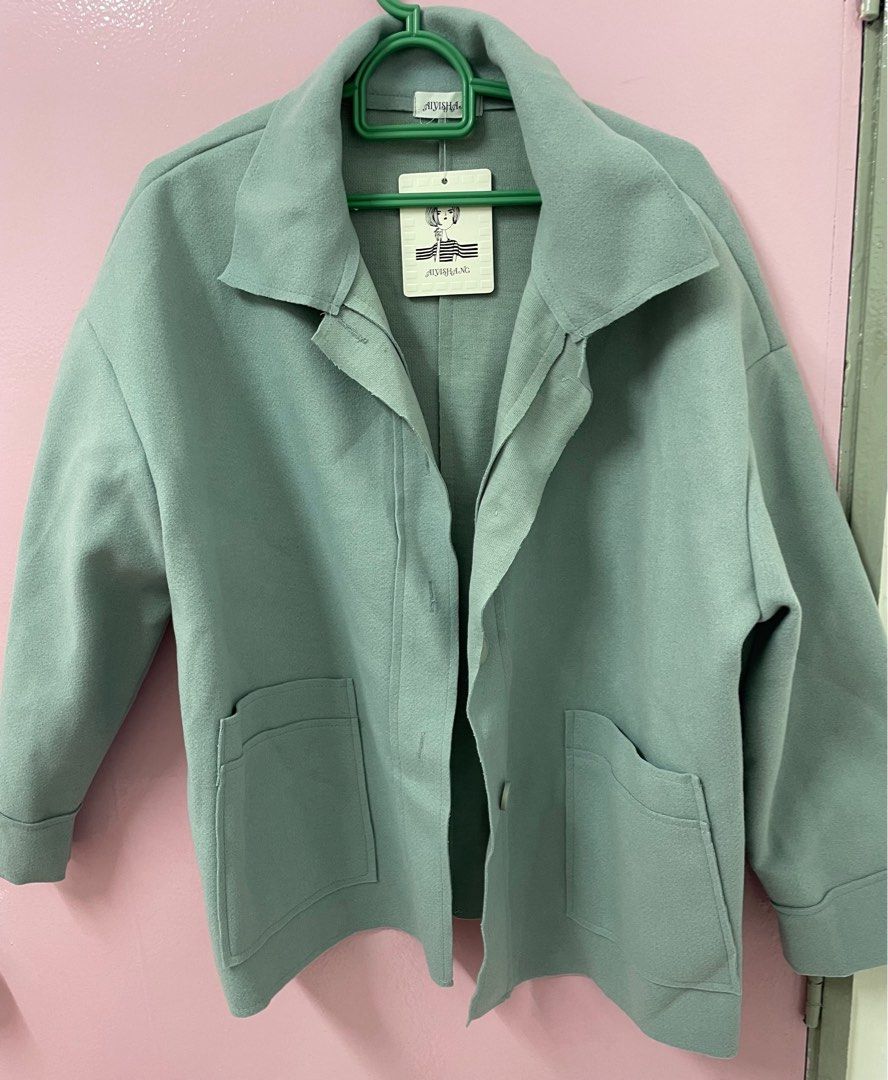 Oversize mint green jacket, Women's Fashion, Coats, Jackets and