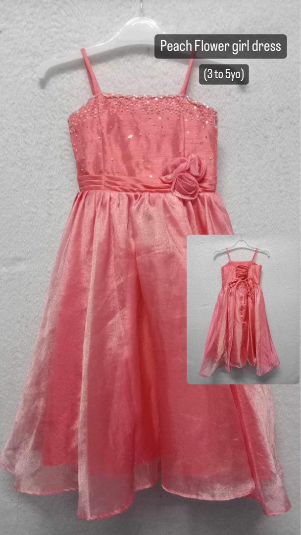 Peach flower girl dress, Babies & Kids, Babies & Kids Fashion on Carousell